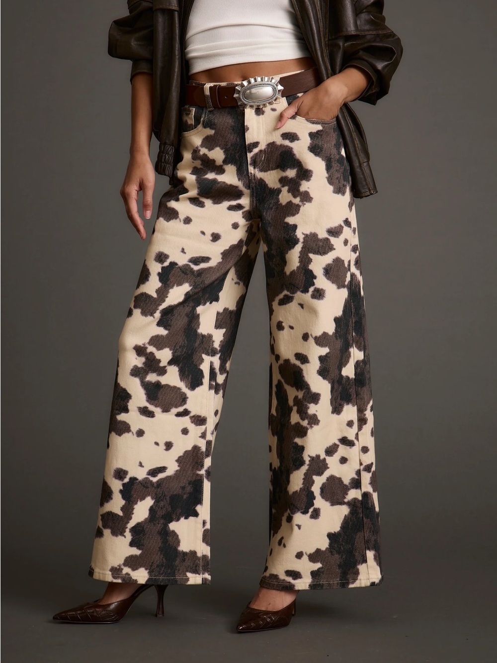 12th Tribe Midland Cowhide Pants in Cream and Black small - Picture 2 of 4